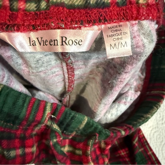 La Vie en Rose Plaid Flannel PJ Set 100% Cotton - Picture 10 of 15